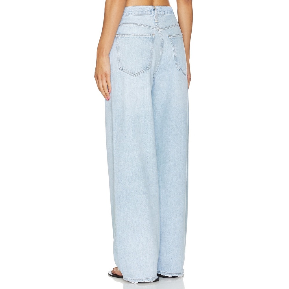 AGOLDE Low Slung Baggy Size 29 Light Blue Jeans Wide Leg Distressed Hem - Picture 2 of 8